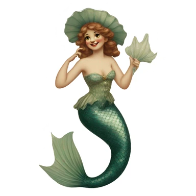 Edwardian vintage mermaid sticker