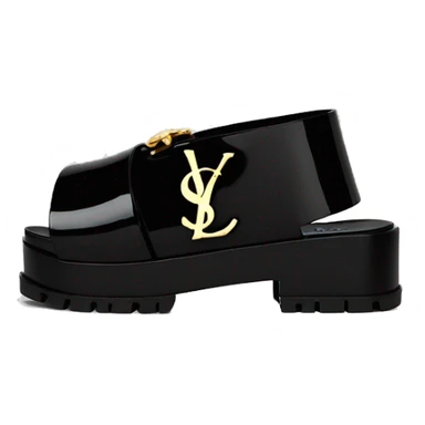 Ysl OPYUM SANDAL IN  PATENT LEATHER BLACK with ysl symbol in bottom  sticker