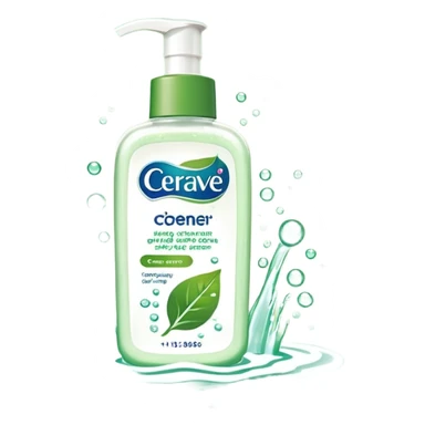`CeraVe-shaped cleanser white rectangular pump bottle with soft green label CeraVe” stripe. Surrounded by floating water bubbles, glowing light particles, and a gentle green mist. Feels like a calm hydration spell in a bottle. Clean, glossy, emoji-style.`magical
 sticker