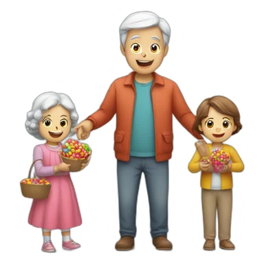 person giving candy to their grandchildren sticker