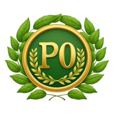 Crea un emoji de un sello o escudo elegante con un borde de ramitas de hojas verdes. En el centro, las letras 'PRO' o un ícono de check (✓) para simbolizar fórmulas probadas. Estilo de certificación. sticker