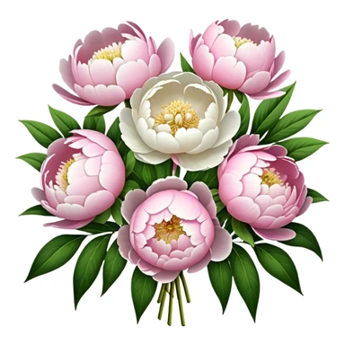 White and pink peonies bouquet garden  sticker