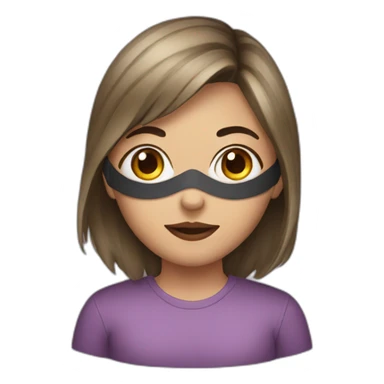 A girl wearing a mask sticker