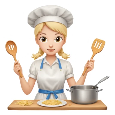 Girl cooking pasta for the first time sticker