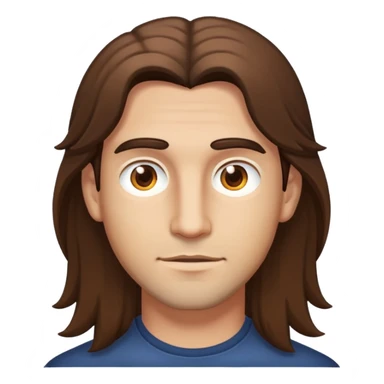 A man wih light-medium skin, brown eyes and brown long hair (long like a girl) sticker