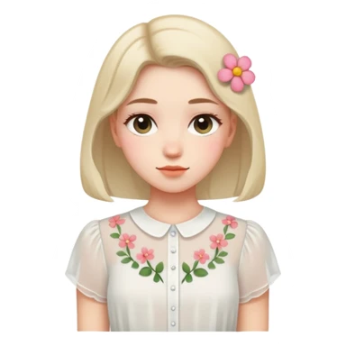  very short sleeved tiny flower white chiffon blouse sticker