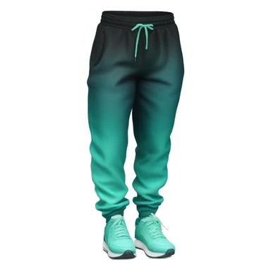 Hyper Realistic isolated pair of black,mint green,and teal ombre jogger pants. sticker
