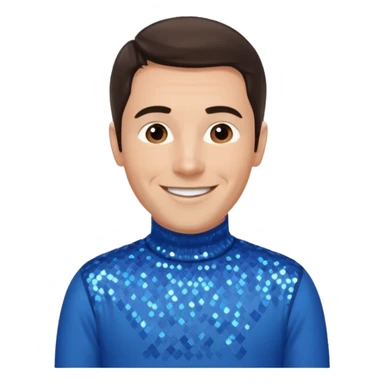 Anthony Field from The Wiggles with dark brown hair, blue sequin skivvy shirt, fair skin sticker
