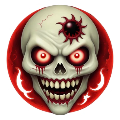 Cursed Crimson Satanic Moon Spooky Eerie Ghostly Spectral Zombiefied Monsterous Creature Face sticker