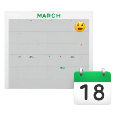 a single calendar page showing March and 8 in big bold letter sticker
