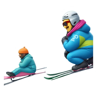 a fat guy skiing with a peugeout car sticker