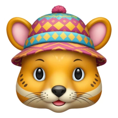 animal wearing patterned hat  sticker