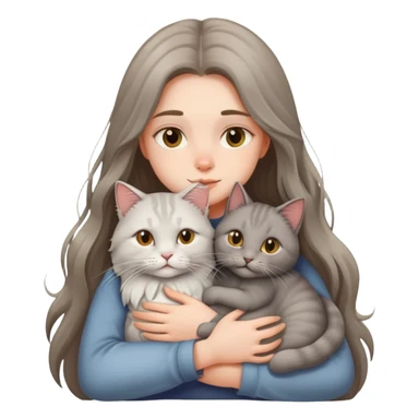 A long-haired girl hugs a British   cat tightly sticker