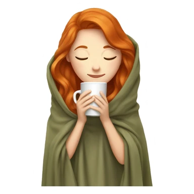 girl with Ginger hair inside a blanket sipping coffee eyes closed sticker