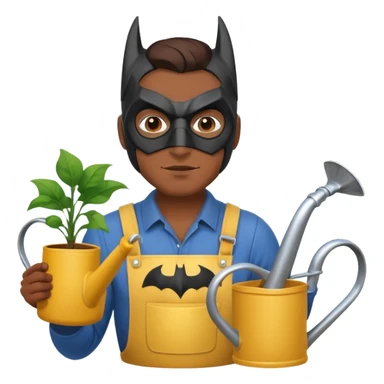gardener with brown skin and batman mask sticker