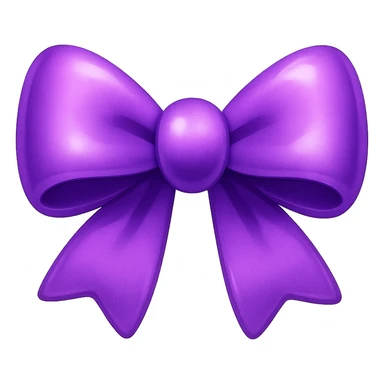 purple bow emoji, cute and shiny, with a gradient effect sticker