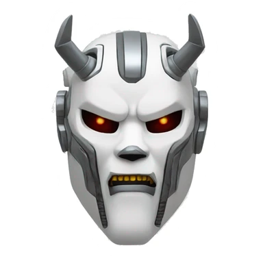 White mecha/cyberpunk oni mask. sticker