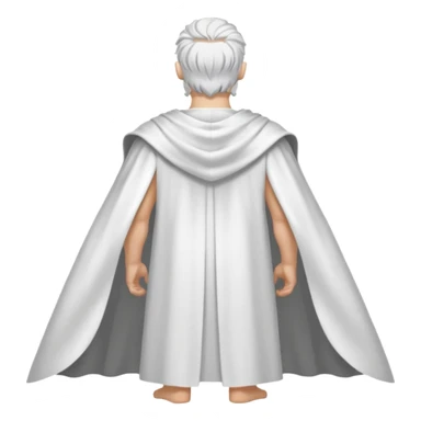fullbody silverhair god ZEUS, white cape, standing still backview sticker