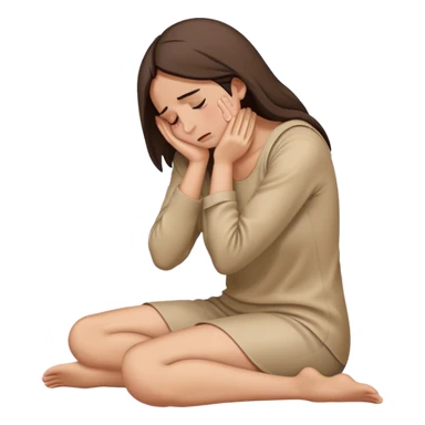 woman sitting on floor in profile view crying with face covered by arms sticker