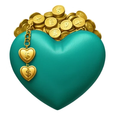 Teal heart with bag of money sticker