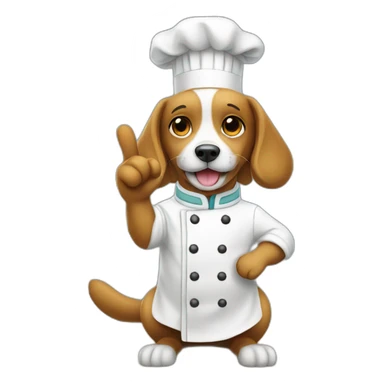 Dog chef with a hand with one finger up asking you to wait sticker