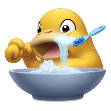 Psyduck brushing his teeth sticker