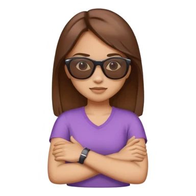 Girl with sun glasses and brown hair crossing her arms sticker