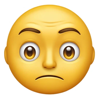 suspicious classic yellow face emoji with raised eyebrow, looking confused or shocked sticker