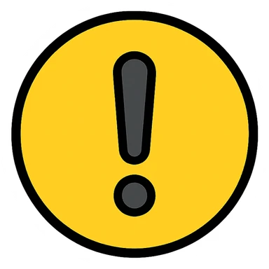 warning icon with exclamation mark inside a modern and simple circle, color outline style sticker