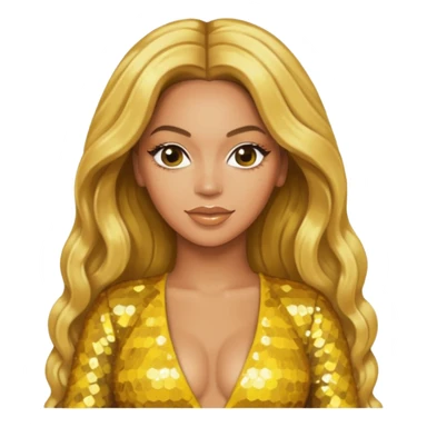 Beyonce from Destiny's Child with long golden blonde hair, yellow sequin outfit sticker