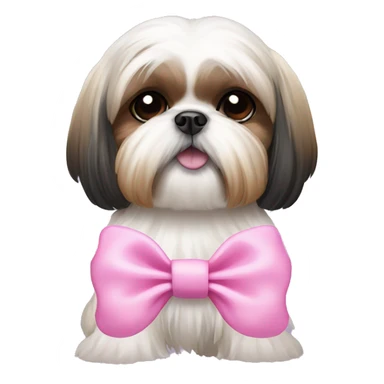 Shih Tzu dog wearing pink bow sticker