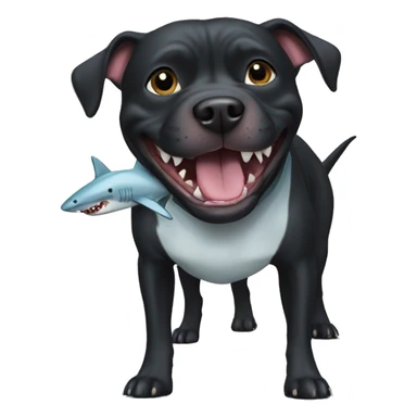 Black pitbull with shark toy sticker