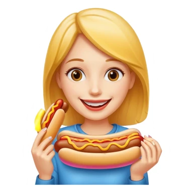 woman eating hotdog sticker