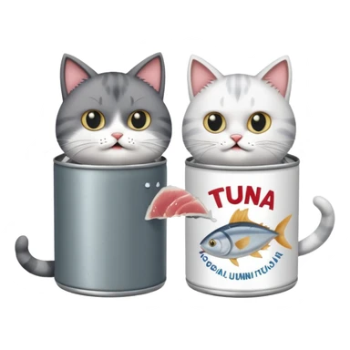 Two cats arguing over TUNA sticker