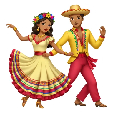Colombian salsa dancers with colorful traditional outfits, dancing energetically with festive poses sticker