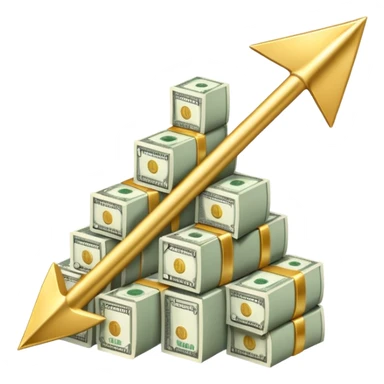 investment concept with upward arrow and money with more details sticker