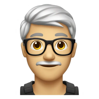 homme a lunettes yeux noirs cheveux noirs courts en pull et chemise sticker