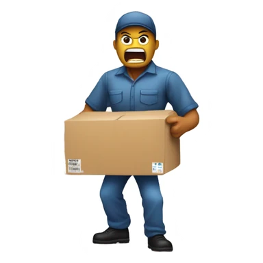Angry warehouse worker kicking a box  sticker