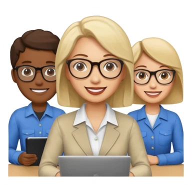 a woman developer in a meeting with others developers sticker