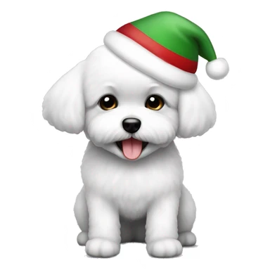 half black half white bichon dog small celebrating christmas sticker