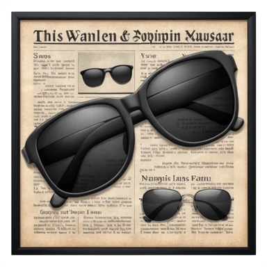 Sunglasses on newspaper sticker