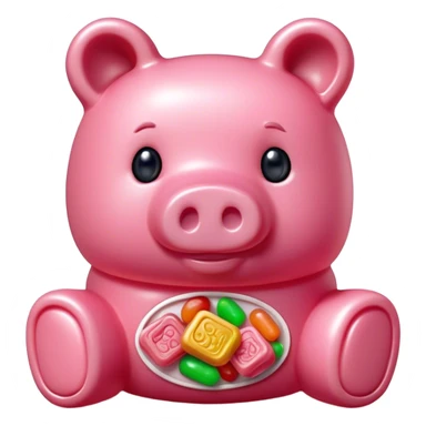 pink spam gummy bear pig candy sticker