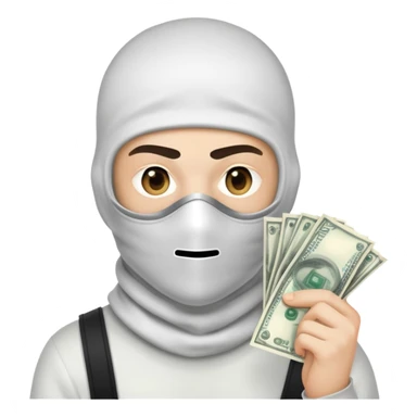 generate guy with balaclava laser from eye and money in hand sticker