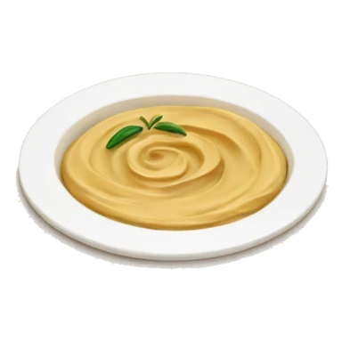 hummus with olive oil swirl and one pita bread on the side, NO FACE sticker