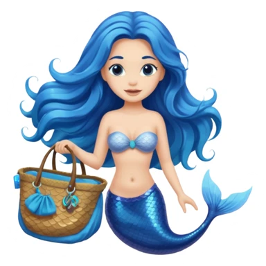 mermaid with beach bag sticker
