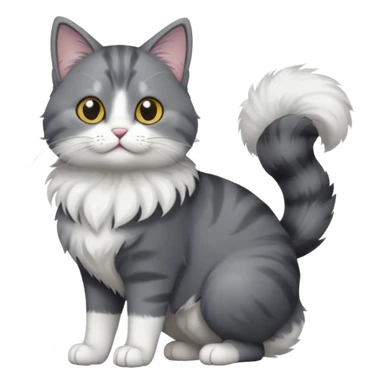 full body dark grey and white cat with white front legs sticker
