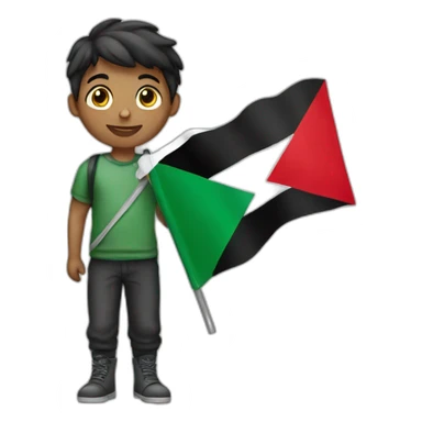Boy holding Palestine flag  sticker