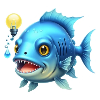 anglerfish with the light dangling in front of it with black back ground sticker