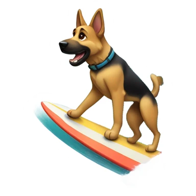 German shepherd with sunglasses surfing a big wave sticker