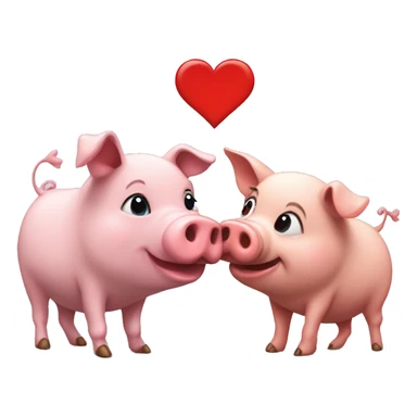 I want a dog and a pig kissing each other with a smal heart above sticker